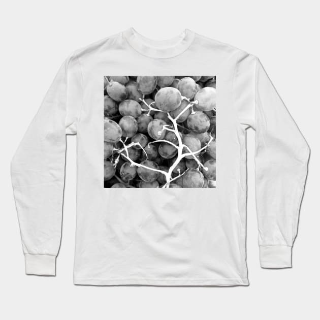 Grapes Fruit black and white Long Sleeve T-Shirt by oknoki